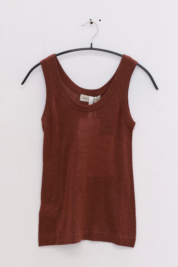 SWAYING 25 Spring/Summer Water-soluble Wool Round Neck Vest SW-SW25SS1T10C4-HZ Red Brown SW-SW25SS1T10C2